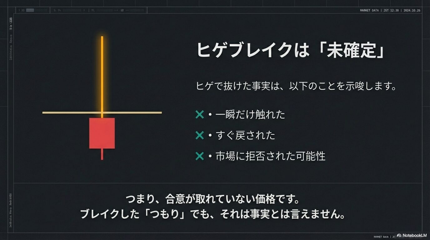 ローソク足 ヒゲ ブレイク ダマシ 否定された動き プライスアクション