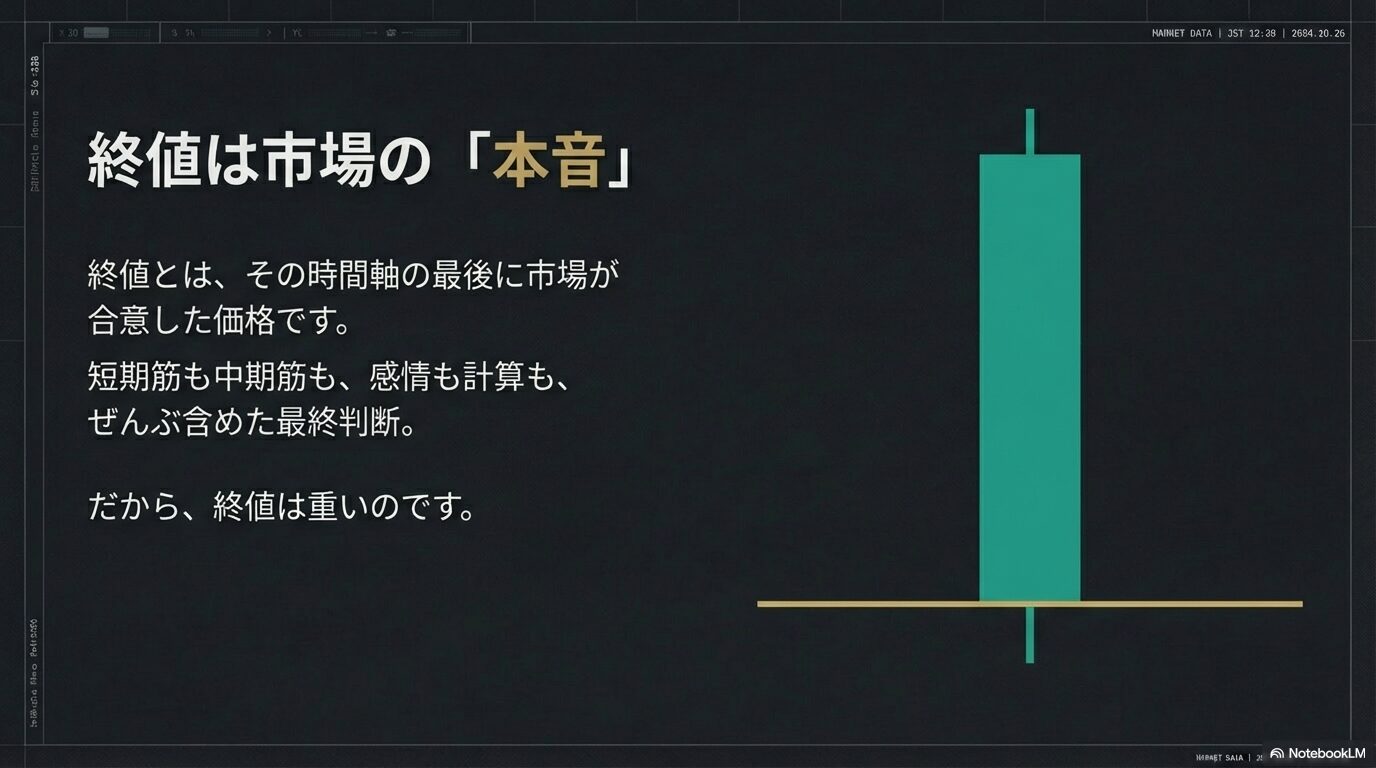 終値の意味 市場の合意形成 大口トレーダーの本音と市場心理
