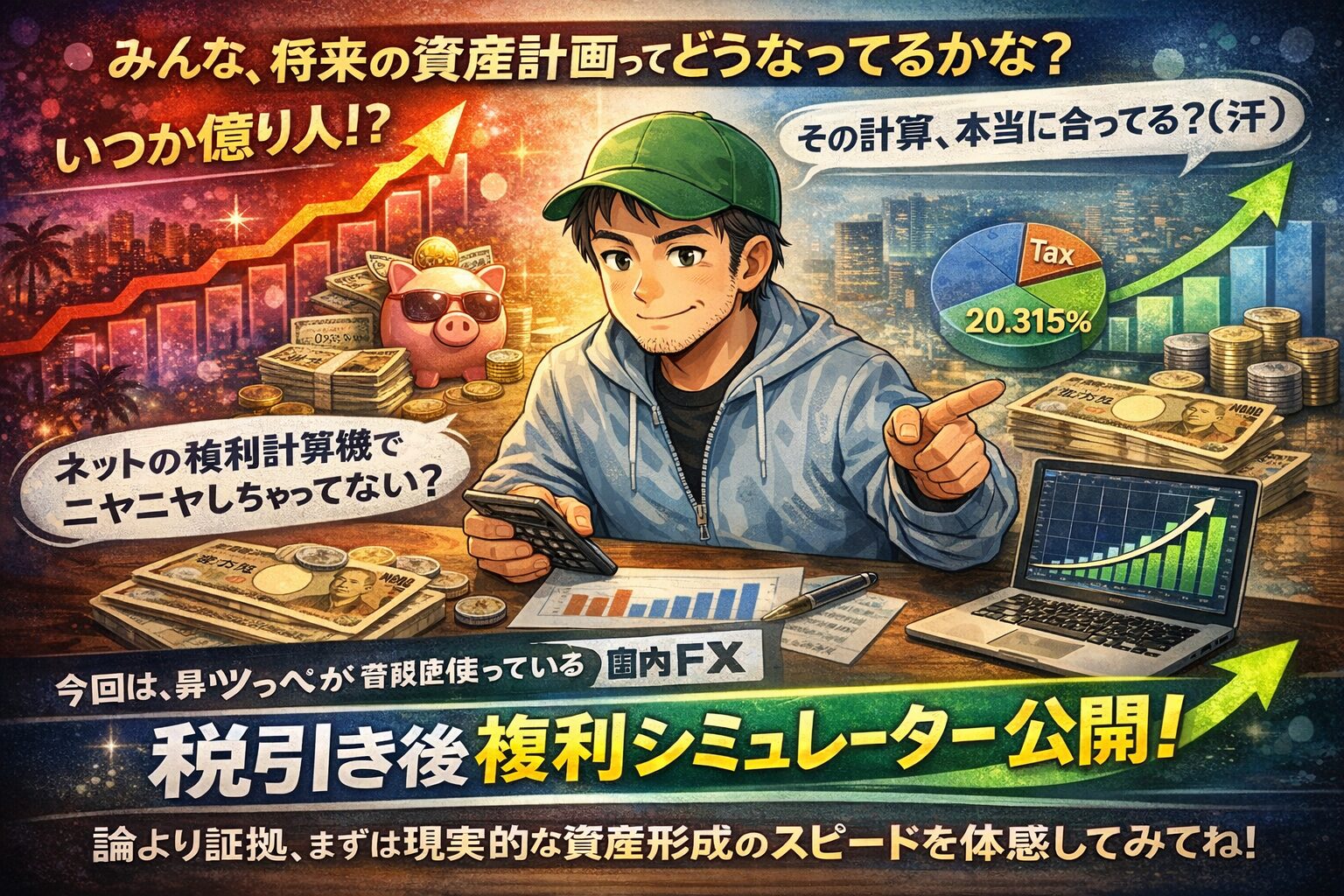 税引き後のリアルな利益計算ができる国内FX専用複利シミュレーターツールの公開