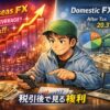 国内FXの税引後複利運用と海外FXのハイレバレッジ運用のイメージ比較イラスト