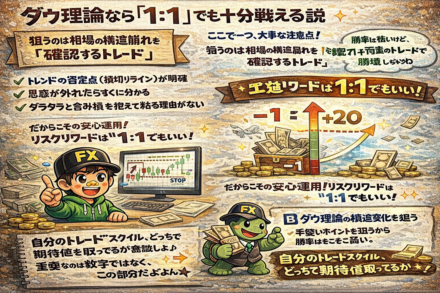 ダウ理論の構造崩れを狙うブレイクアウト手法ならリスクリワード1:1でも十分に期待値が取れる理由
