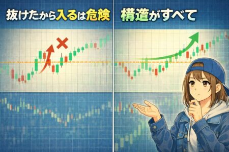 ブレイクアウト手法における失敗例と成立条件の違いを示す比較図