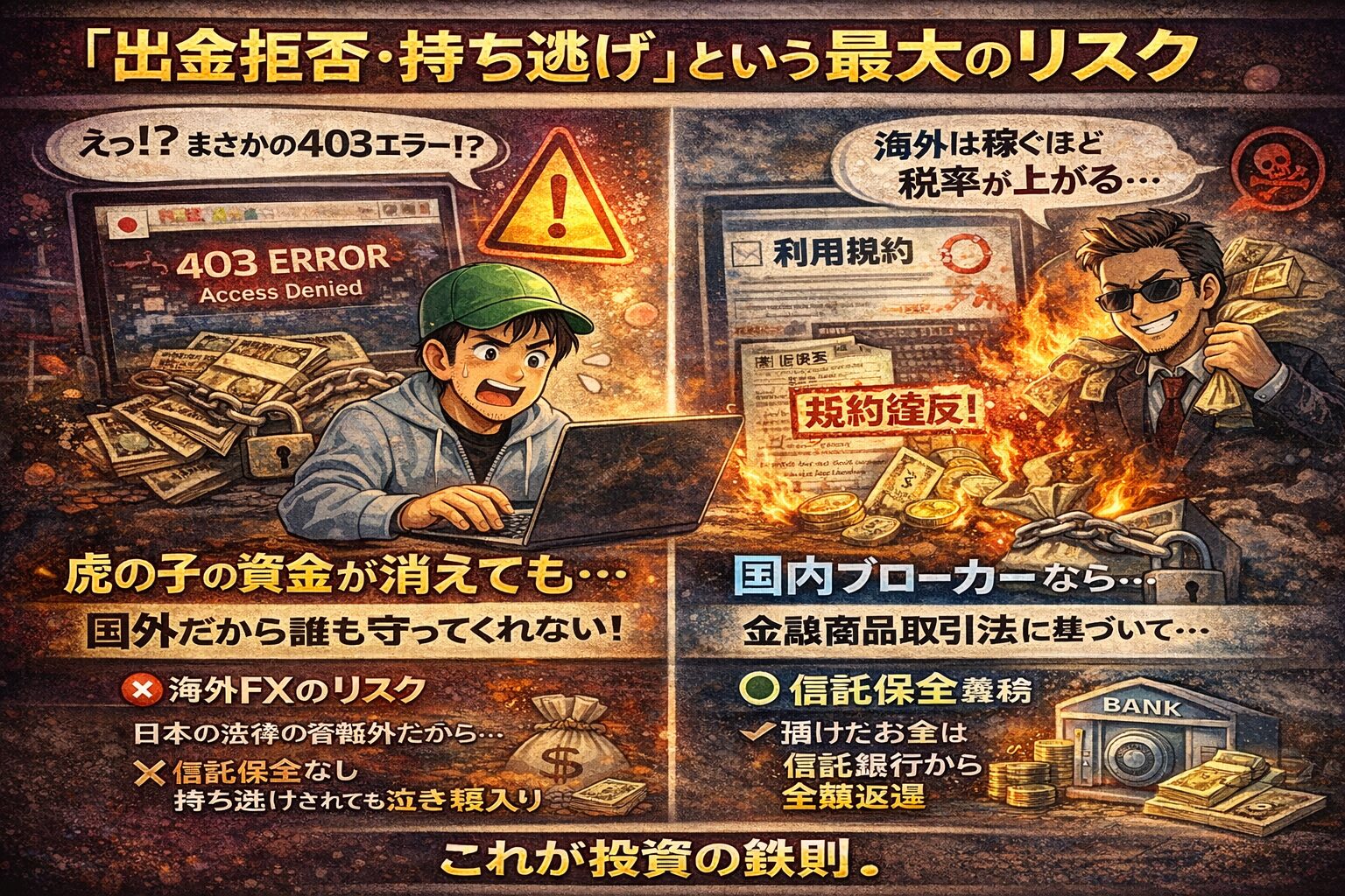 海外FX業者の出金拒否リスクと国内FX業者の信託保全による資金の安全性の違い