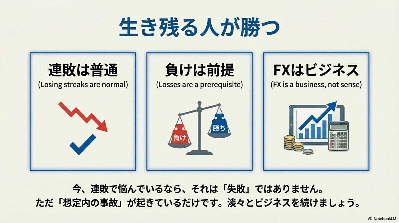 連敗は普通、負けは前提、FXはビジネスである
