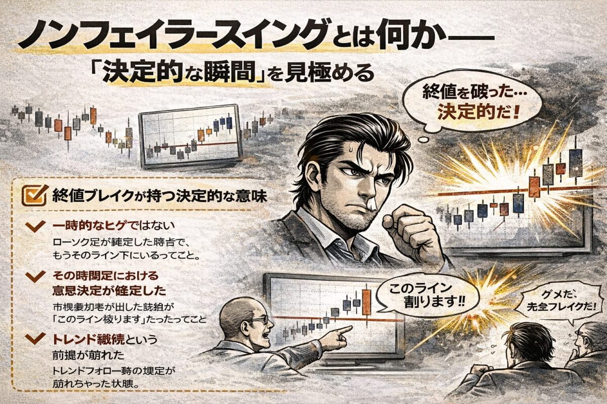 ノンフェイラースイングとは何か｜終値ブレイクによるトレンド構造破壊と決定的な転換の瞬間