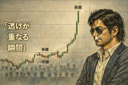 押し目買いや戻り売りは参加者が集中しやすく利確が難しくなる理由を相場構造から説明したFXトレード解説画像