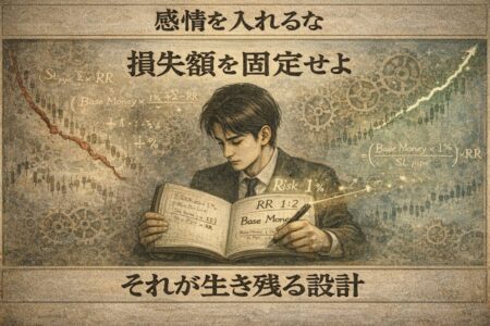 定率投資法のロット計算イメージ｜損切り幅に応じてロットを自動調整（LimitOrderV3）