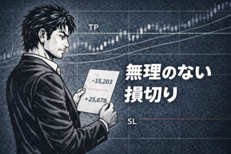 現実的な損切り幅とリスクリワードを意識した資金管理の重要性を示す4時間足トレード例