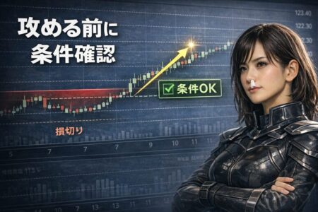 条件確認後に攻めるブレイクアウトと損切りをコストと捉える構図