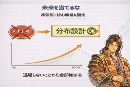 未来予測ではなく分布を設計し、退場しない運用で勝ち残る結論図
