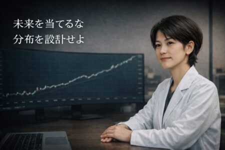 未来予測ではなく損益分布を設計するというFX戦略思想を示す総括ビジュアル