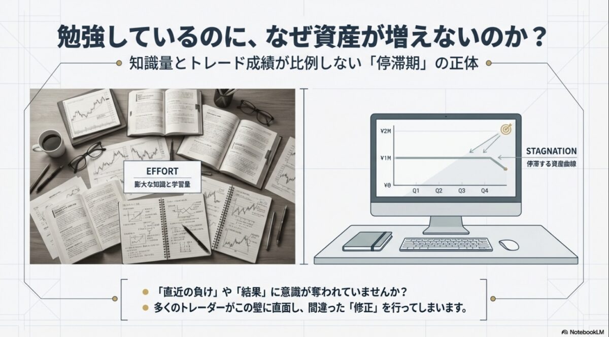 FXで結果が停滞する原因と改善順序を整理した図解スライド