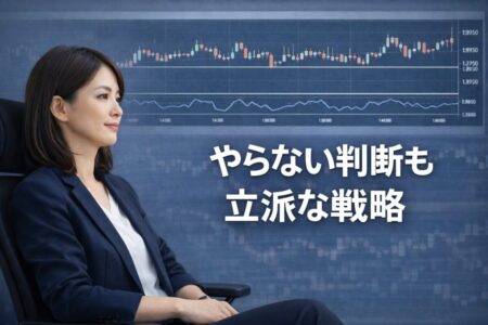 通貨強弱を使ってトレードを見送る判断を行う重要性を示した解説イラスト