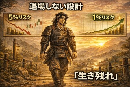 1%リスクと5%リスクの違いが資金曲線に与える影響を比較したFX資金管理インフォグラフィック