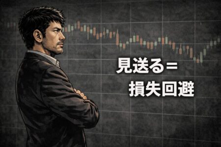 エントリーを見送ることで無駄な損失を防ぐ判断の重要性を示したFXトレード画像