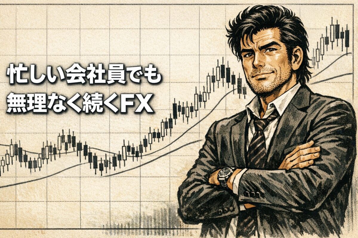 忙しい会社員でも無理なく続けられるFXスイングトレードの考え方を解説する記事のアイキャッチ画像