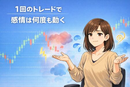 1回のトレードで複数の感情が連続して発生する流れを可視化したイメージ