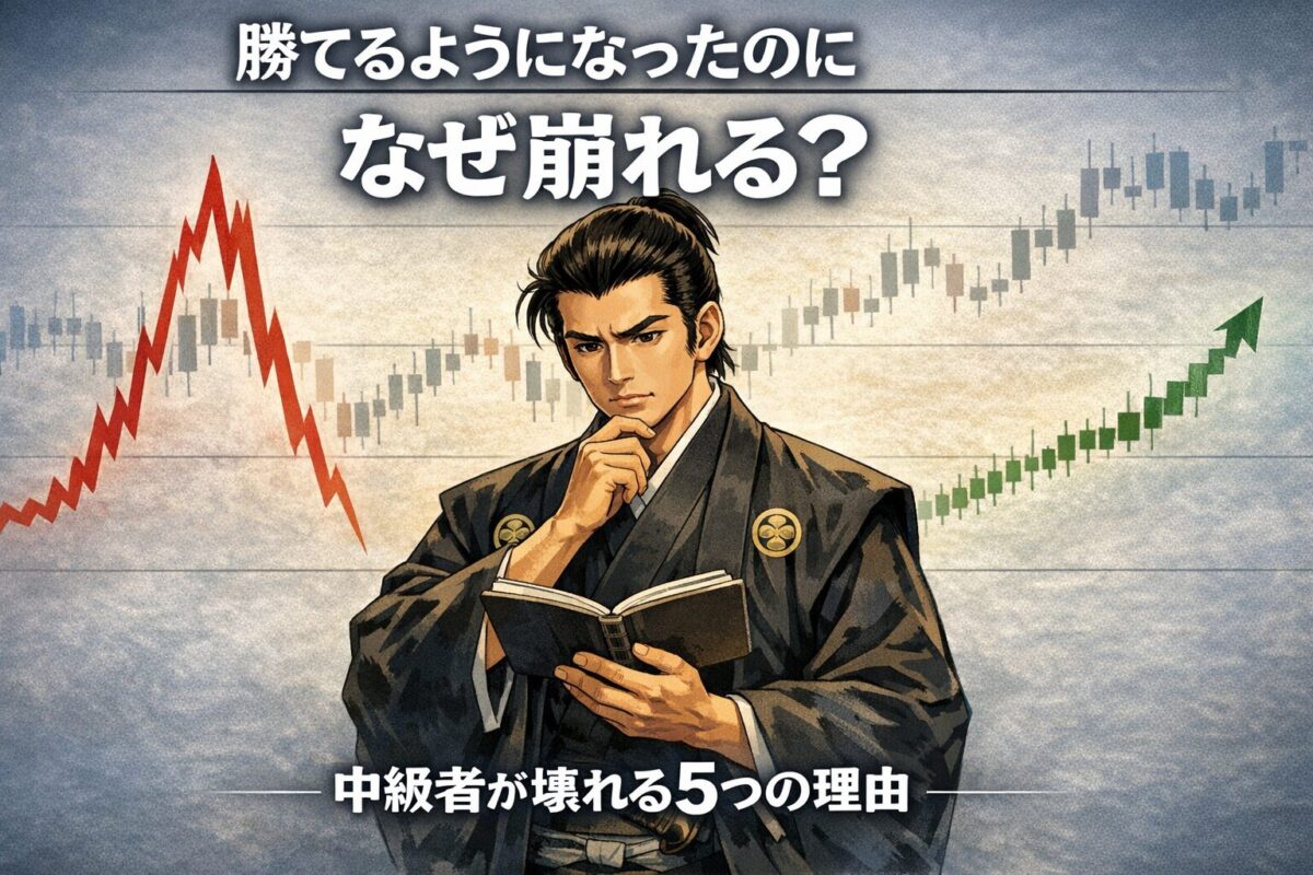 FXで勝てるようになった後に急に勝てなくなる原因と資金曲線の違いを解説したインフォグラフィック