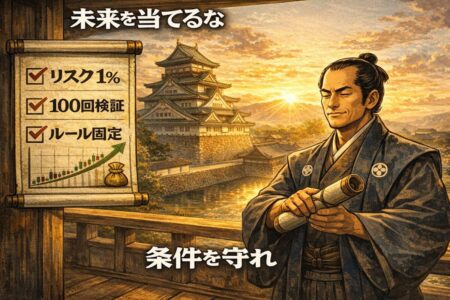 FXで期待値を活かすためのロット管理とルール固定チェックリストを解説した図解