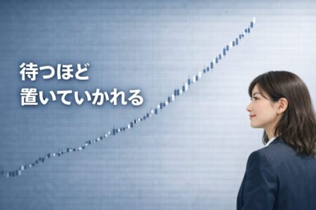 押し目待ちが増えることで相場が戻らず、トレンドが加速する現象を解説したFX教育イラスト
