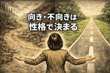 トレンドフォローに適した思考と適さない性格の違いを表現した構図