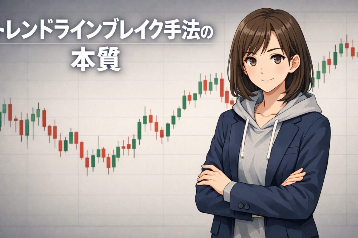 トレンドラインブレイク手法の本質と考え方を解説するFXトレードの概念イメージ