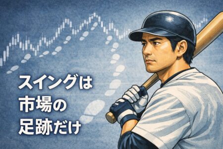 スイングハイとスイングローが大口投資家の注文によって形成される理由を示した相場構造イメージ