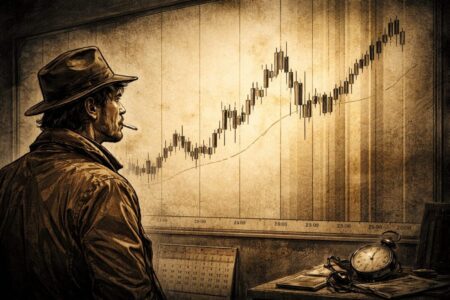 日足基準でサイクル理論を分析し相場の流れを把握するトレーダーのイメージ