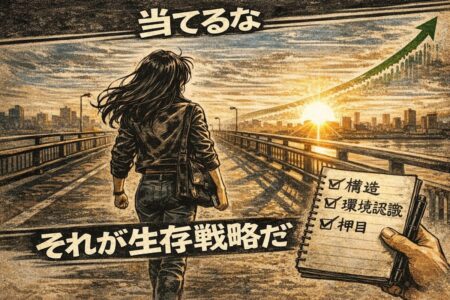 構造と環境認識を重視するトレードの生存戦略を表現したイラスト