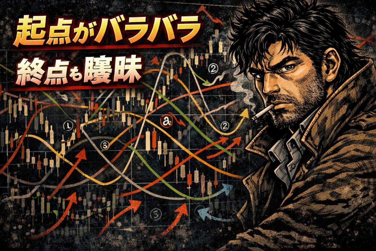 サイクルカウントがバラバラで混乱するチャートのイメージ