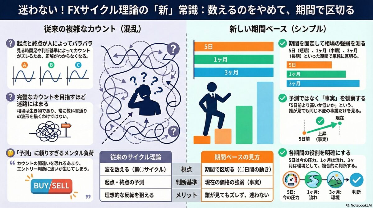 サイクル理論を期間固定でシンプルに扱う方法（5日・1ヶ月・3ヶ月の強弱分析）