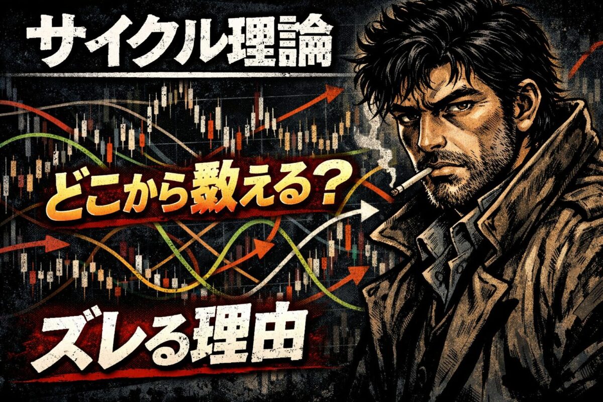 サイクル理論の起点がズレて混乱するトレーダーのイメージ