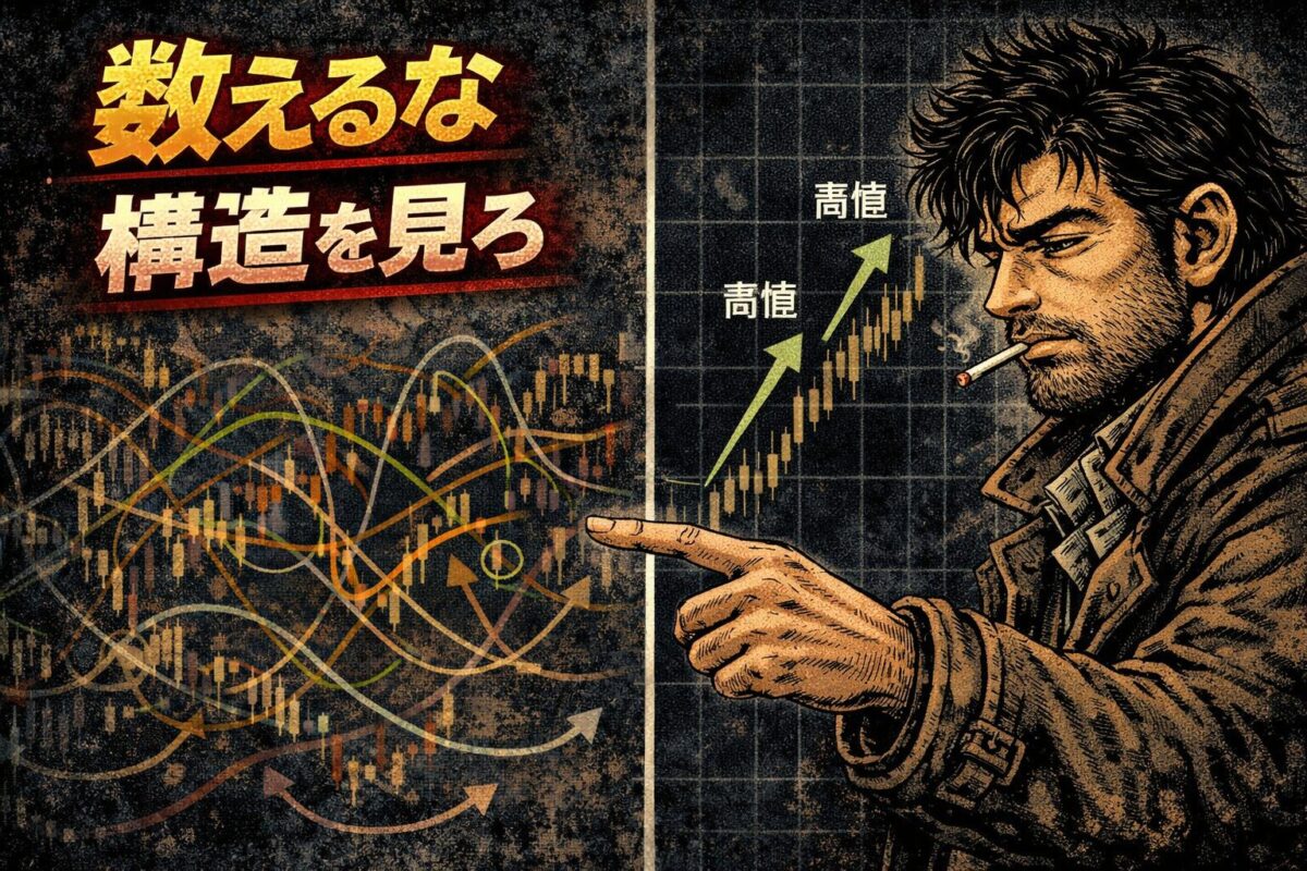 ダウ理論によるシンプルなトレンド構造のイメージ